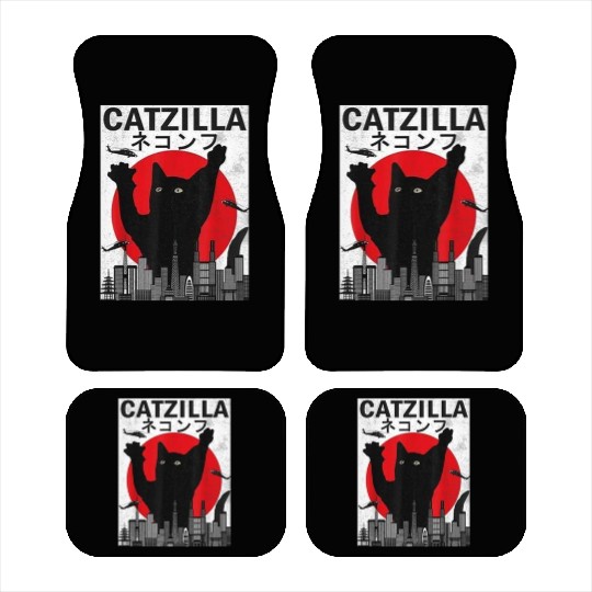 Vintage Catzilla Japanese Sunset Style Car Mats