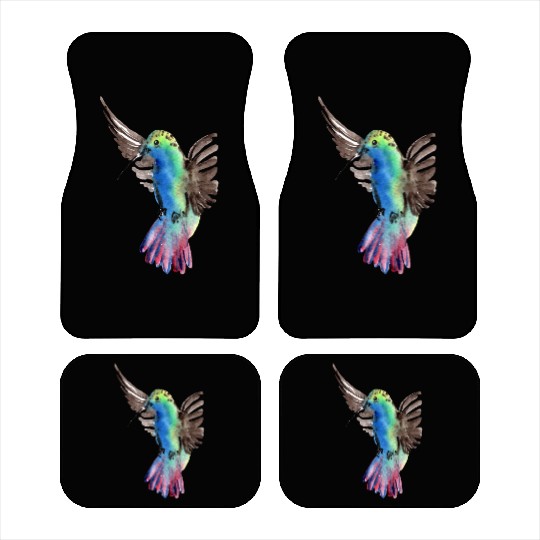 Colorful Watercolor Hummingbird flying pink Car Mats