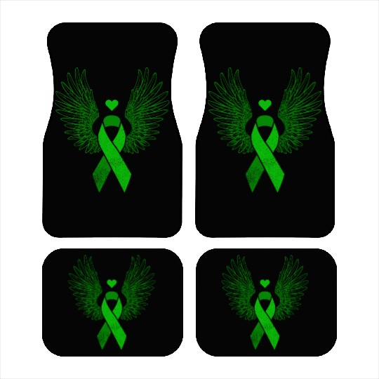 Winged green ribbon liver cancer awareness Car Mats