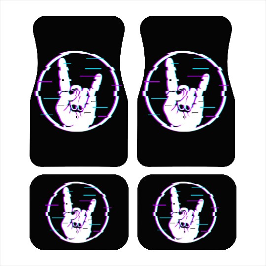 Glitch Sign of the Horns Sign Hand Rock and Metal Car Mats