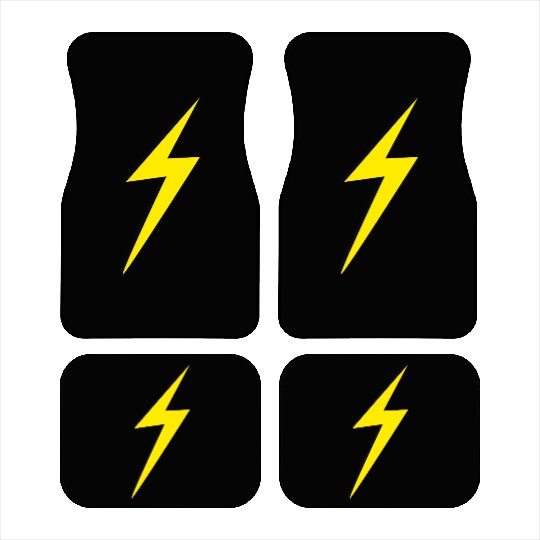 double Lightning Bolt Yellow And Black Car Mats