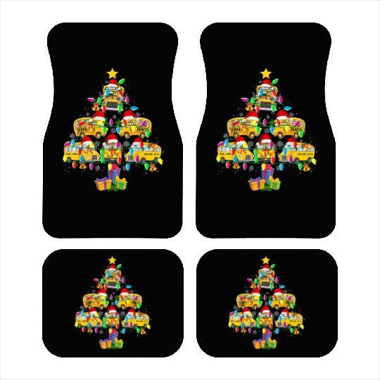 School Bus Christmas Tree Funny Santa Bus Driver Car Mats