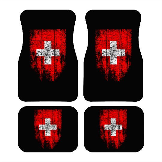 Switzerland Swiss Flag Vintage Distressed Graphic Car Mats