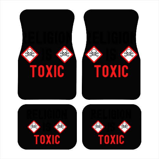 RELIGION Is TOXIC Skull Crossbones toxicity symbol Car Mats