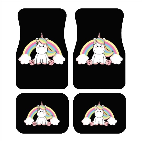 Grumpy Unicorn Evil Bad Mood Unicorn Rainbow Car Mats