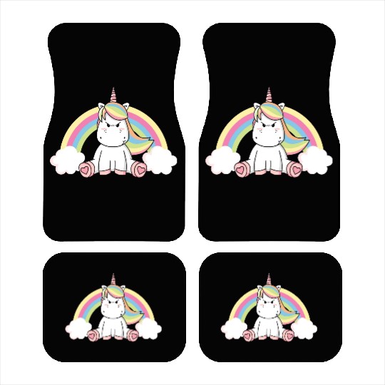 Grumpy Unicorn Evil Bad Mood Unicorn Rainbow Car Mats