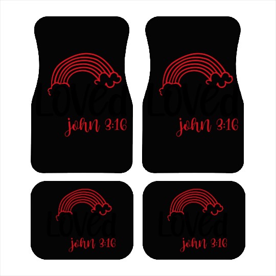 Loved john 3 16 Valentine Day Bible Verse Text Art Car Mats