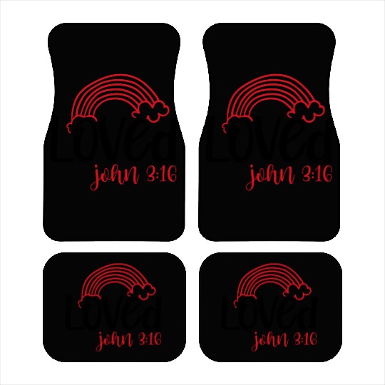 Loved john 3 16 Valentine Day Bible Verse Text Art Car Mats