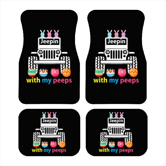 Jeepin With My Peeps Rabbit Riding Jeep Gift Car Mats