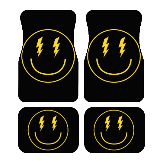 Lightning Smiley Face Emoticon Happy Face Smileyhi Car Mats