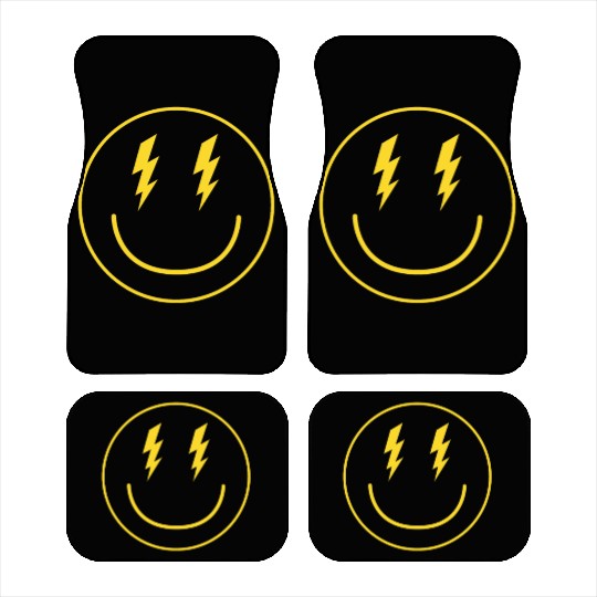 Lightning Smiley Face Emoticon Happy Face Smileyhi Car Mats