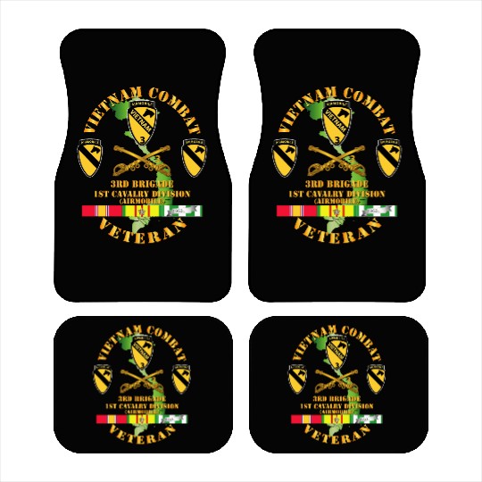 Army Vietnam Combat Cavalry Veteran w Support Brig Car Mats