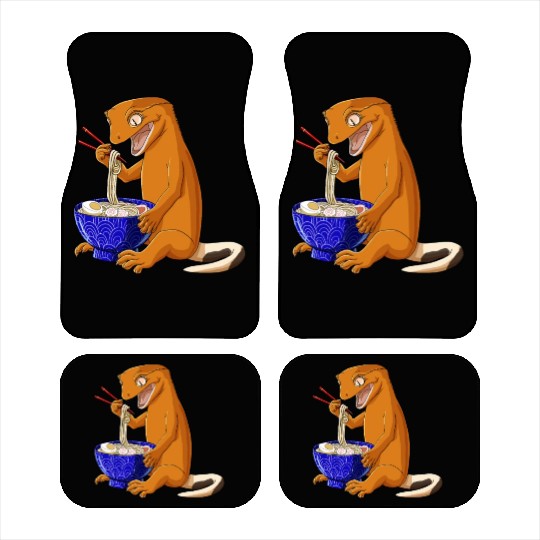 Funny Japanese Kawaii Ramen Reptile Crested Gecko Car Mats
