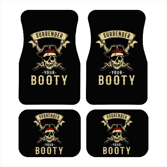 Surrender Your Booty Pirate Skull Crossbones Car Mats