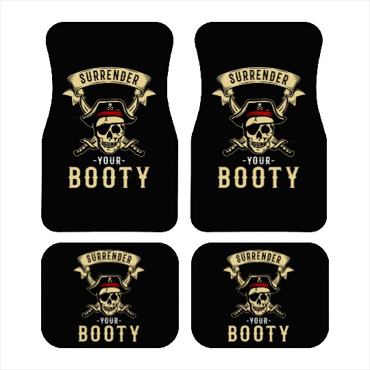 Surrender Your Booty Pirate Skull Crossbones Car Mats