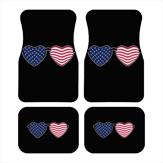 USA Heart Sunglasses Car Mats