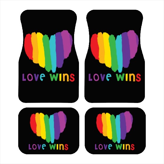 Love wins, pride rainbow heart Car Mats