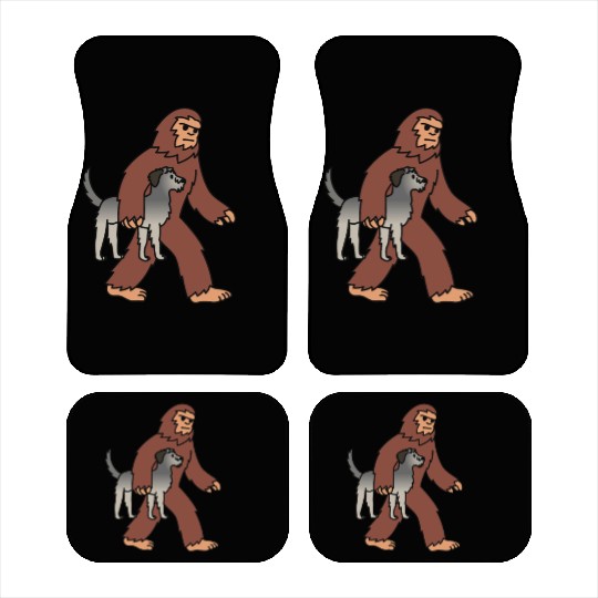 Bigfoot Sasquatch Walking Irish Wolfhound Car Mats