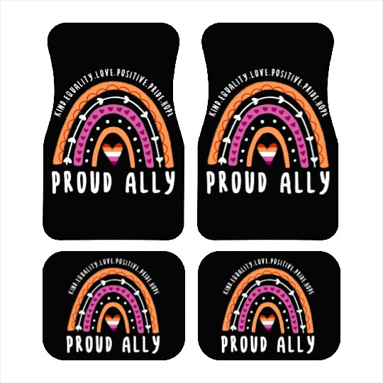 Proud Ally Lesbian Pride Rainbow Car Mats