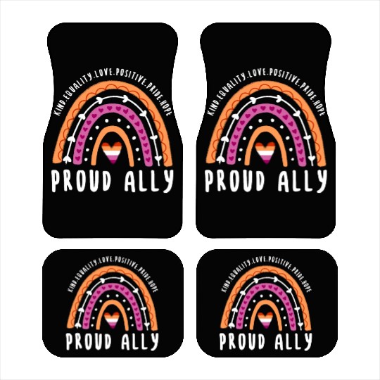 Proud Ally Lesbian Pride Rainbow Car Mats