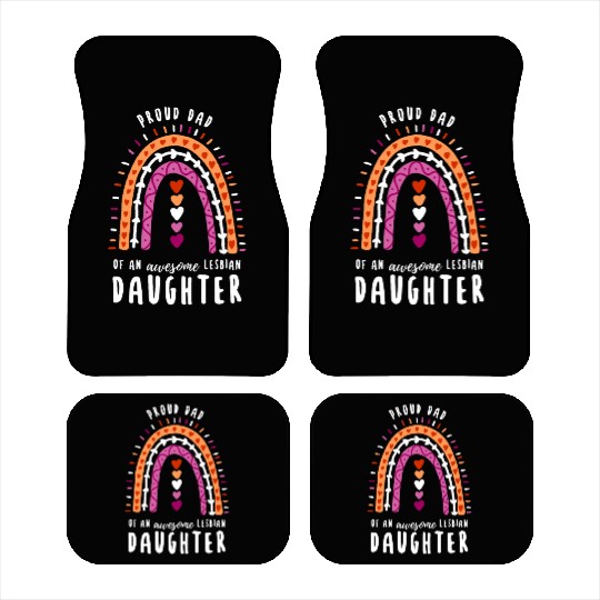 Proud Dad Lesbian Daughter Rainbow Car Mats