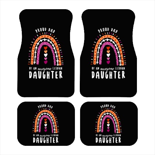 Proud Dad Lesbian Daughter Rainbow Car Mats