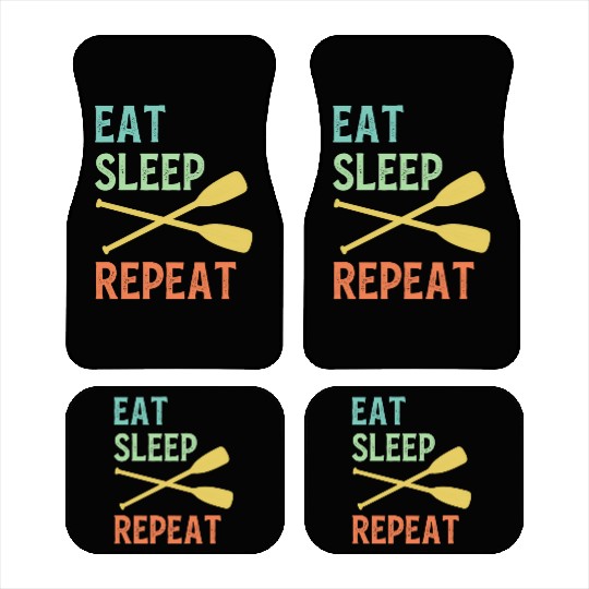 Eat Sleep Paddle Repeat Vintage Canoe Kayak Car Mats
