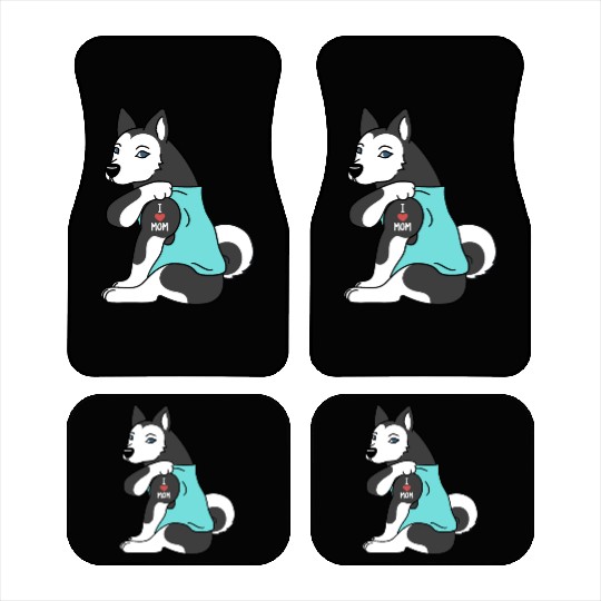 I Love Mom Tattoo Husky Car Mats