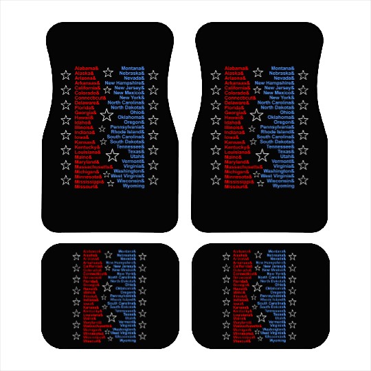 Patriotic Fifty States Red White Blue Car Mats