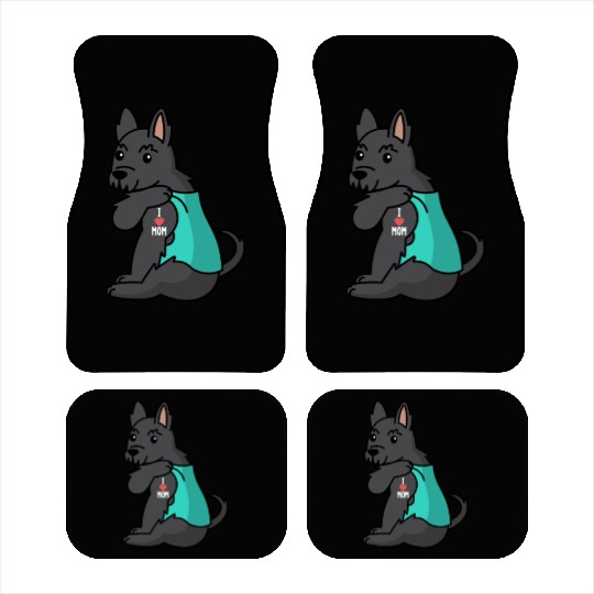 I Love Mom Tattoo Scottish Terrier Car Mats