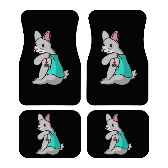 I Love Mom Tattoo Rabbit Car Mats