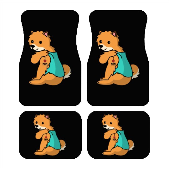 I Love Mom Tattoo Pomeranian Car Mats
