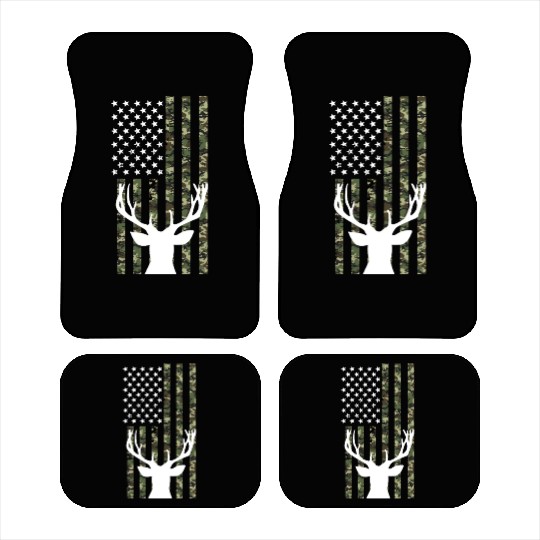 Hunting 4th of July USA Flag Camo Deer Hunter Car Mats