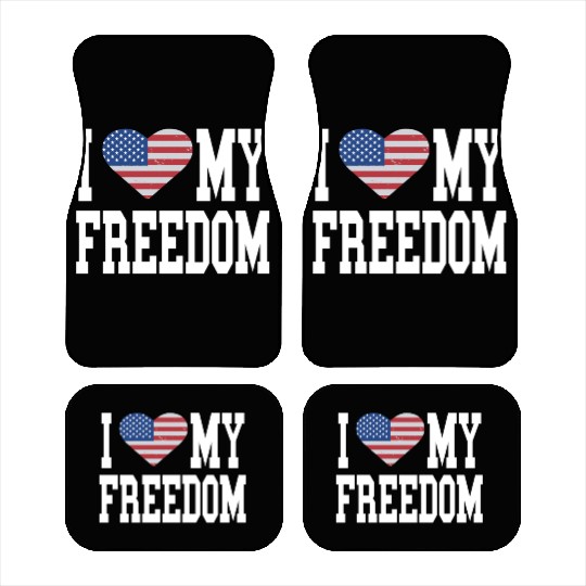Patriotic American Flag I Heart Freedom, I Love Car Mats