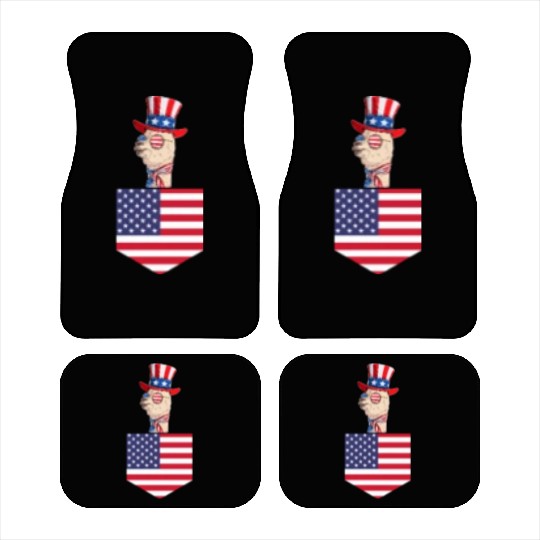 Patriotic Day Llama US Flag Llama Pocket 4th of Car Mats