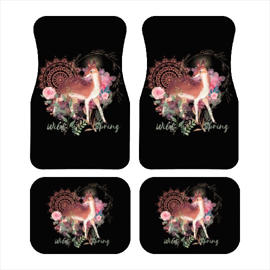Sweet Deer In Wild Spring - 8 Car Mats
