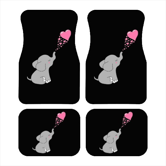 Grey Elephant with love Car Mats
