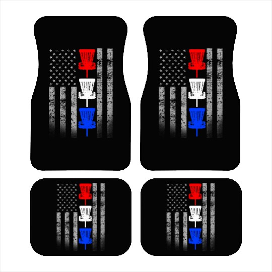 Red White and Blue Disc Golf Flag Car Mats