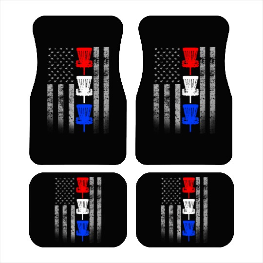 Red White and Blue Disc Golf Flag Car Mats