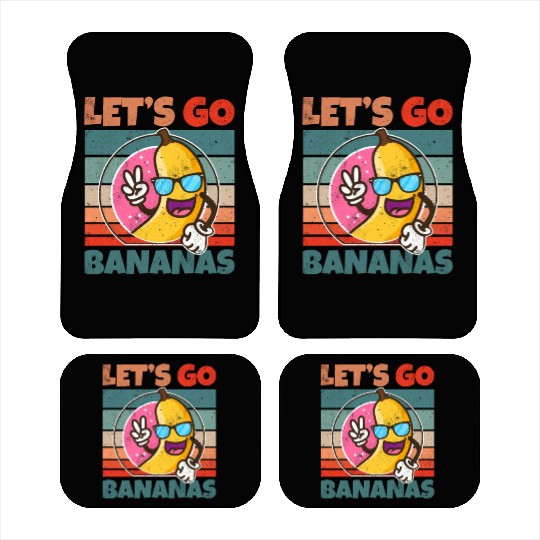 Retro Vintage Let's Bananas Funny Peace Banana Car Mats