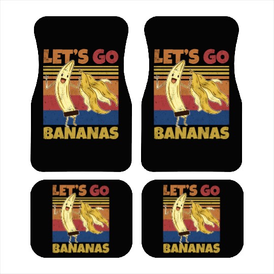 Retro Let's Bananas Funny Stripped Banana Car Mats
