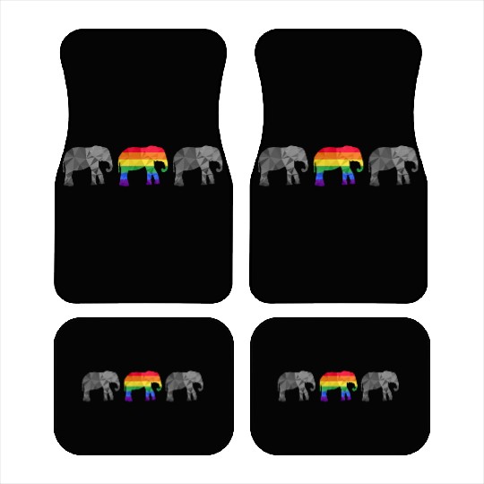 Elephant LGBTQ Rainbow Flag Gay Pride Car Mats