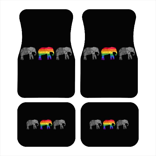Elephant LGBTQ Rainbow Flag Gay Pride Car Mats