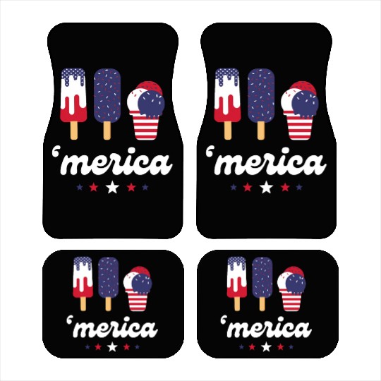 Ice Cream Patriotic Popsicles US Flag Merica Car Mats