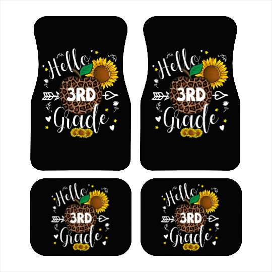 3rd Grade Back To School Leopard Print Sunflower Car Mats