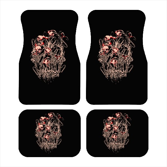 Bullets and Skull Roses Aesthetic Dripping Pattern Car Mats