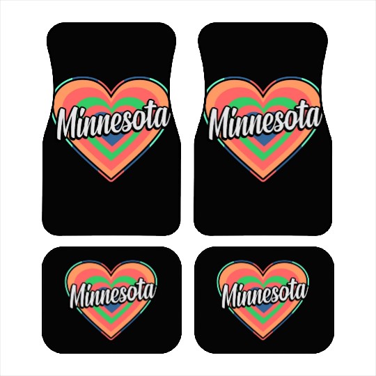 Minnesota Colorful Heart Gift Car Mats