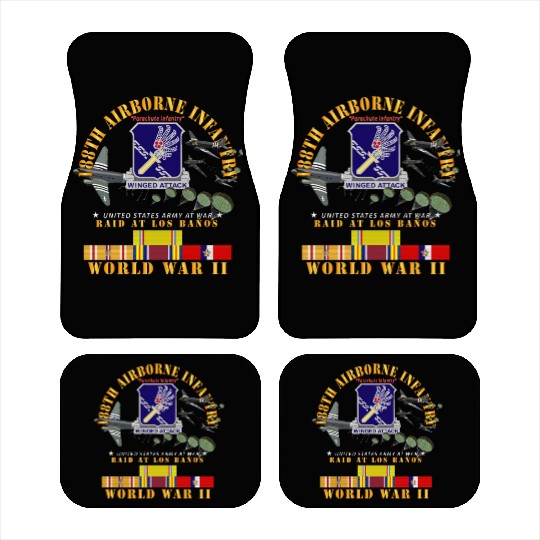 Army 188th Airborne Infantry Raid at Los Baños W J Car Mats