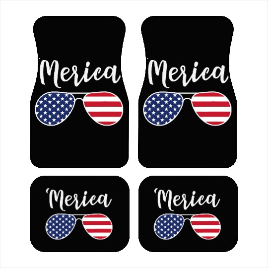 Merica Red Whie And Blue Stars Stripes Sunglasses Car Mats