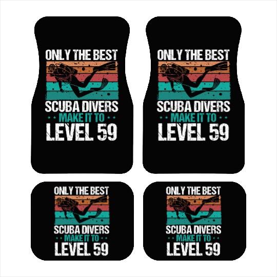 59 Scuba Diving Level 59 Year Diver Snorkeling Car Mats